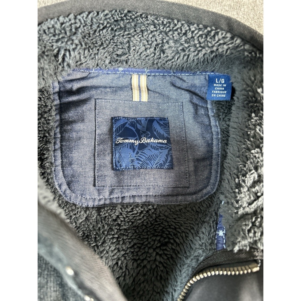 Tommy Bahama fleece jaxkect gray soft lining zip and button‎ large - Picture 6 of 9